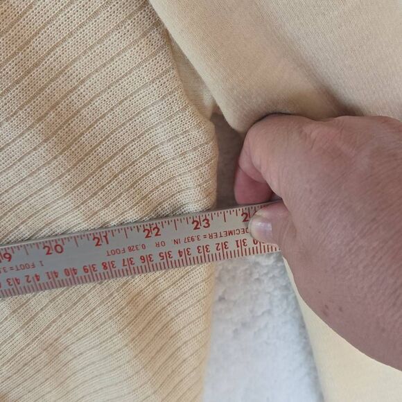 St. Croix Knits Men's Button Front V-neck Ribbed Trim Cardigan Sweater Cream XL - Picture 4 of 6